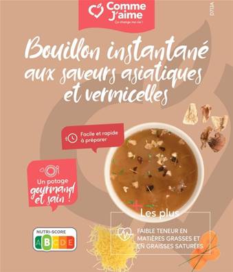 Bouillon instantané aux saveurs asiatiques et vermicelles